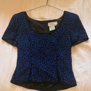 Adrianna Papell Royal Blue Textured Blouse